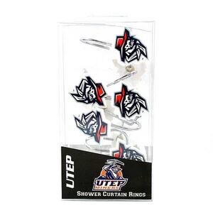 Texas El Paso Shower Curtain Rings 12 pc Hooks NCAA UTEP Logo Bath Dorm Home